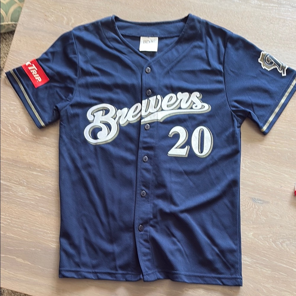 Brewers Kids Navy Blue Baseball Jersey Lucroy size medium